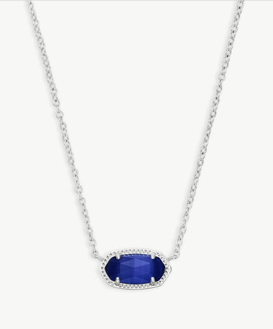 Elisa Silver Pendant Necklace in Cobalt Cat’s Eye