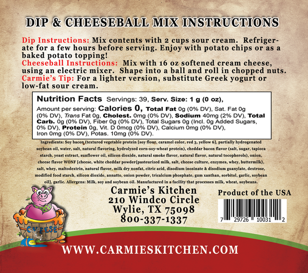 Carmie’s Cheddar Bacon Dip & Cheeseball Mix