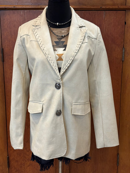 Textured Western Yoke Blazer