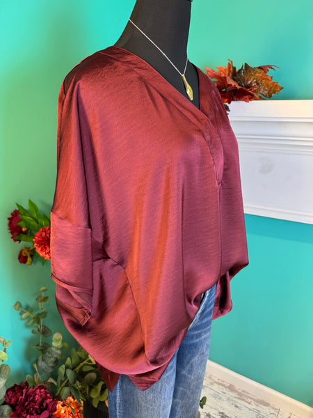 Glam V-Neck Drop Shoulder Top