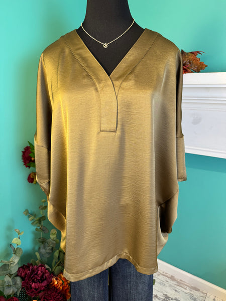 Glam V-Neck Drop Shoulder Top