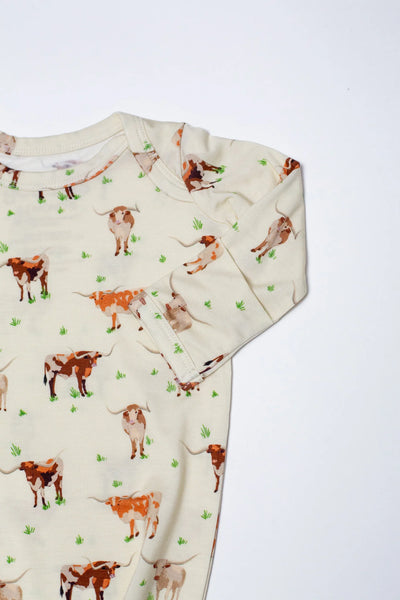 Knotted Infant Gown in Longhorn Cows