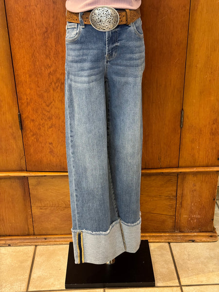 Risen Mid Rise Crop Wide Leg Jean