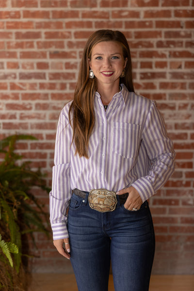 The Striped Collared Button Up Long Sleeve Shirt