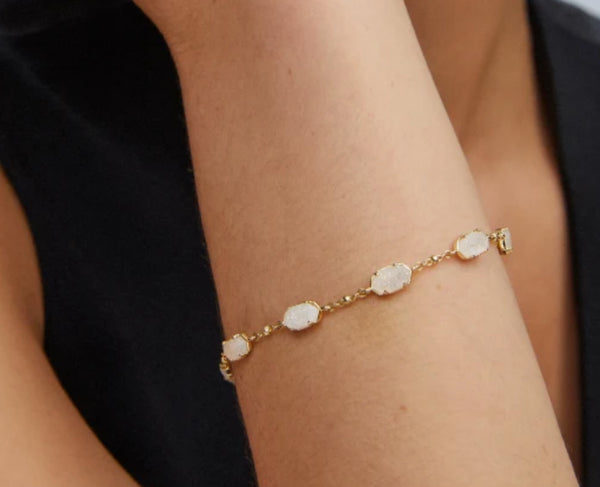 Kendra Scott Emilie Gold Link Chain Bracelet in Iridescent Drusy