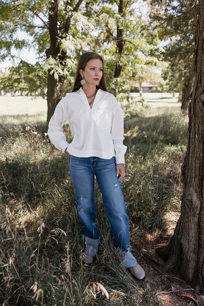 Entro Split Neck Long Sleeve Shirt