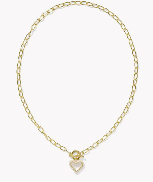 Kendra Scott Ari Heart Gold Enamel in Pink & MOP