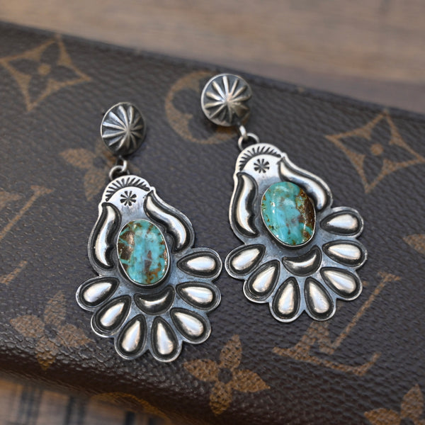 Stamped Turquoise Post Earring