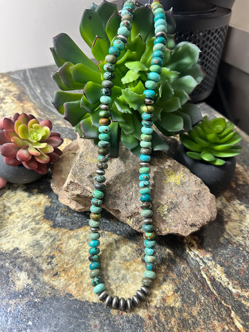 10 MM Turquoise Rondelle/Saucer Neclace