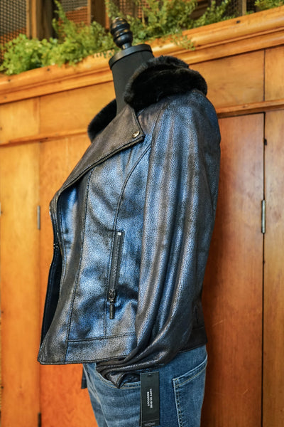 Joseph Ribkoff Moto Jacket Faux Leather with Fur