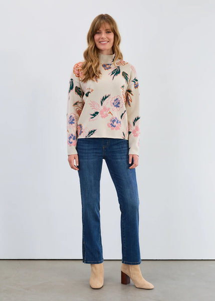 FDJ Mock Neck Floral Sweater