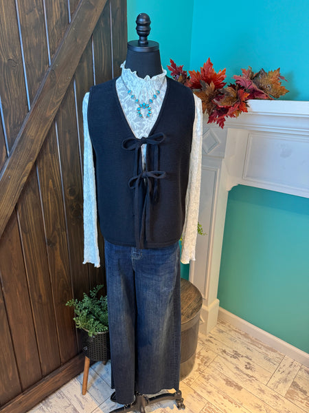 Vanilla Monkey Tie Front Sweater Vest Top