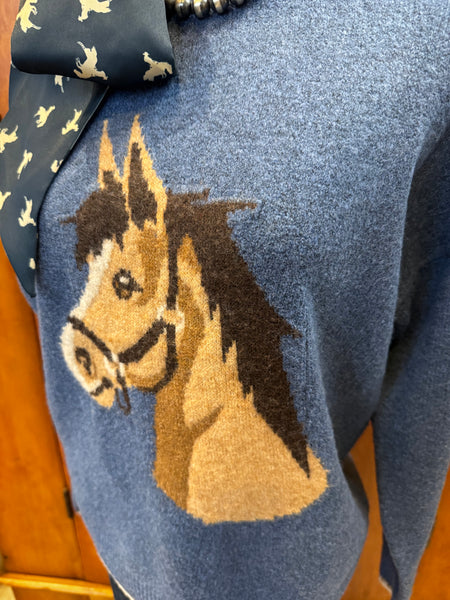 Horse Jacquard Stitch Trim Sweater