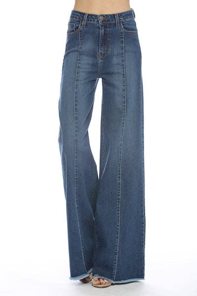 Front Seam Wide Leg Jeans