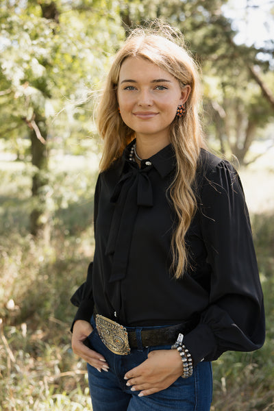 Vine & Love Pearl Button Up Tie Top