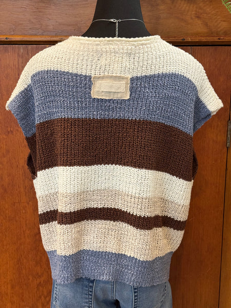 Striped Cap Sleeve Sweater