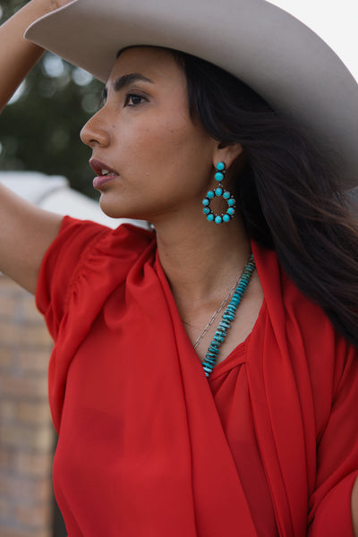 Statement Circle Turquoise Earrings