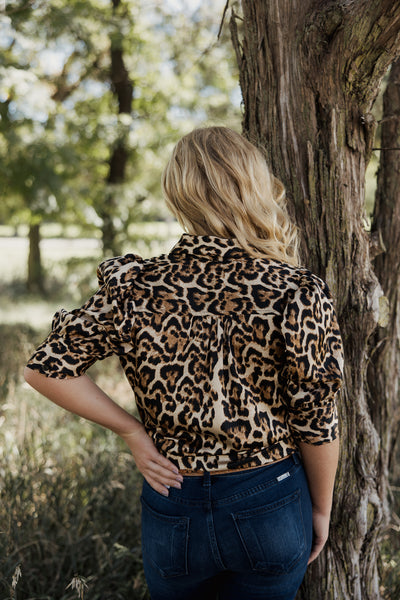 Vine & Love Puff Sleeve Leopard Top