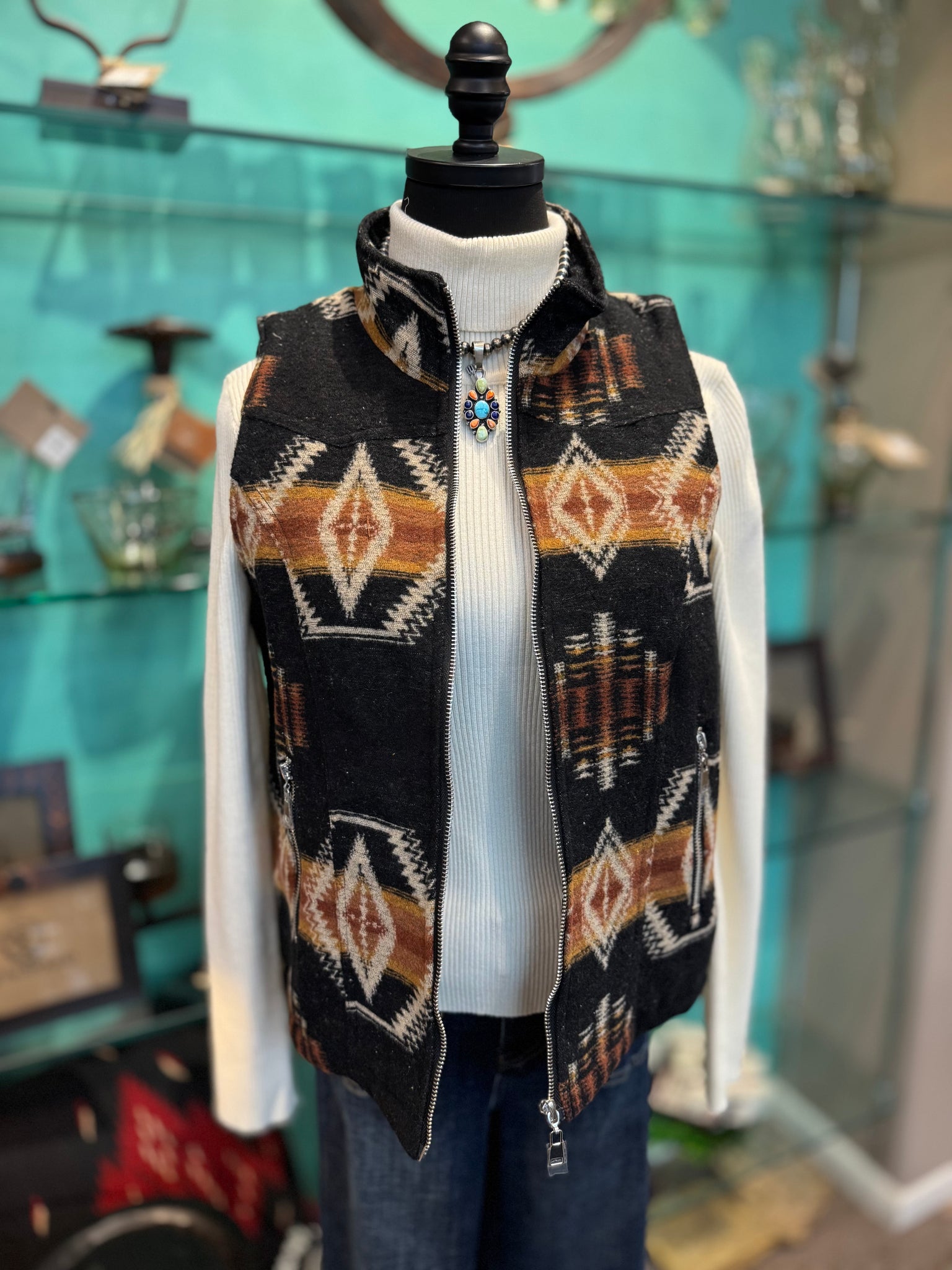 L&B Aztec Quilted Lined Vest