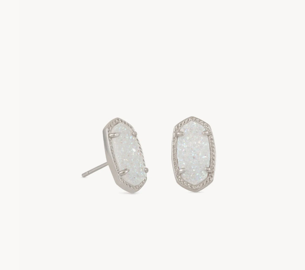 Kendra Scott Silver Iridescent Drusy Earrings