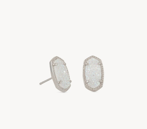 Kendra Scott Silver Iridescent Drusy Earrings