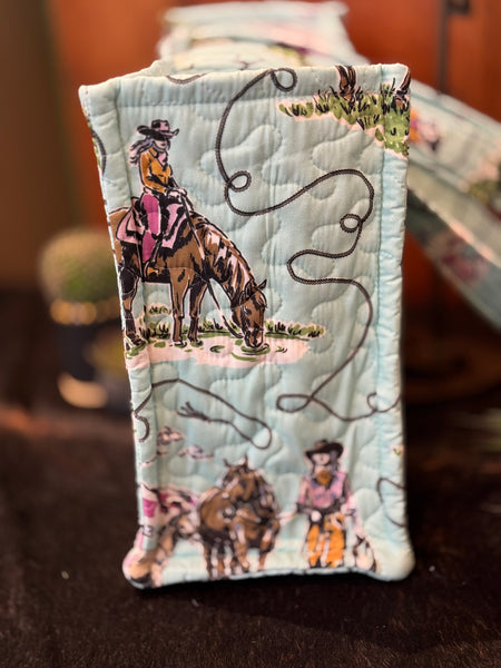 Sierra Cowgirl Light Turquoise Quilted Tote Bag