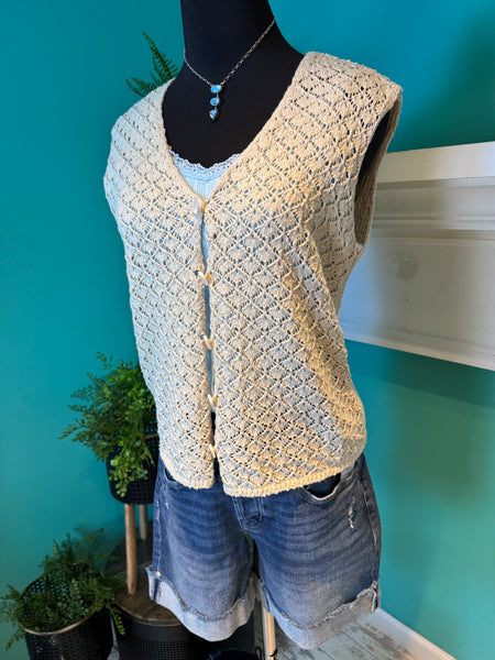 Crochet Button Front Sweater