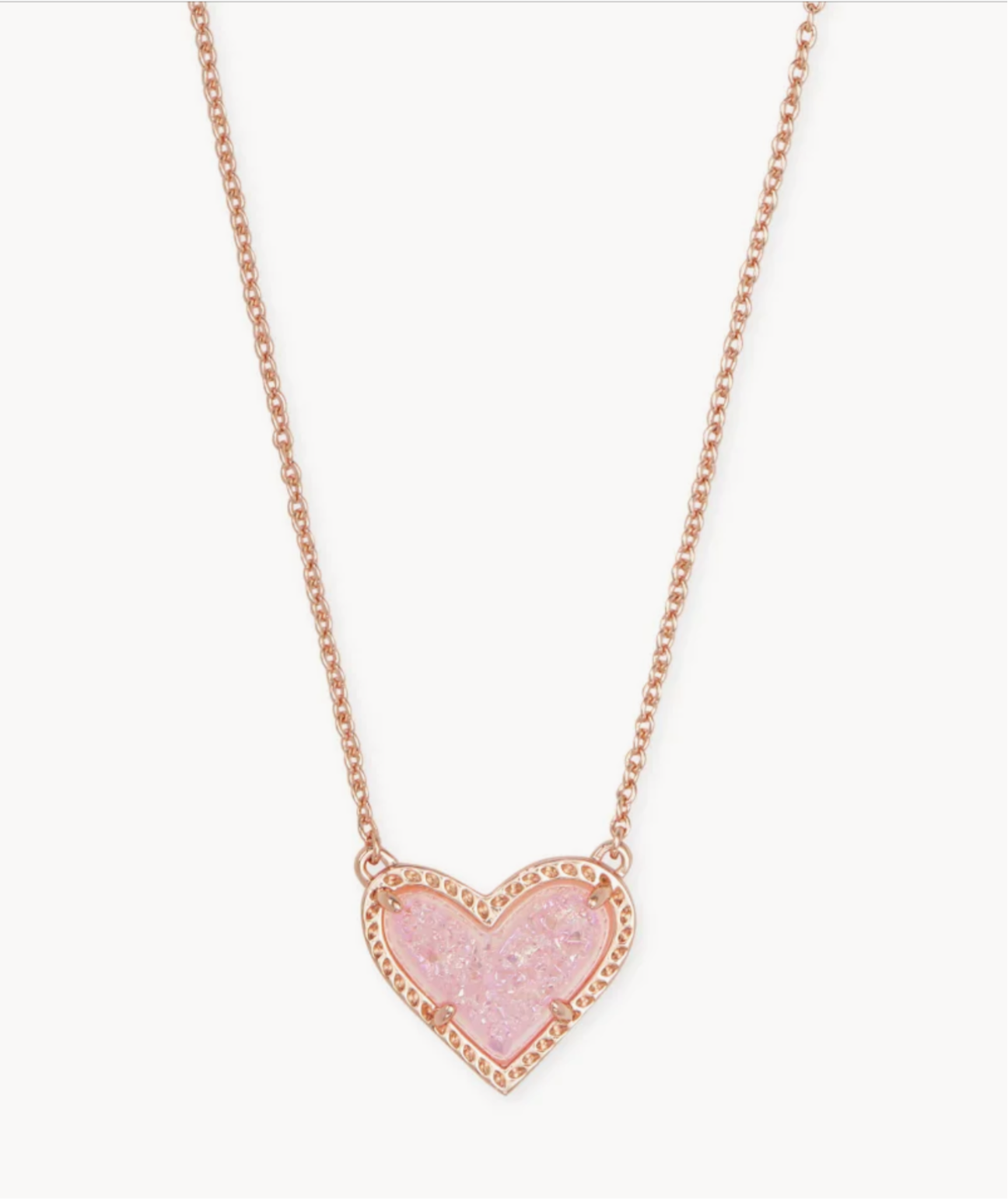 Kendra Scott Ari Heart Short Necklace in Rose Gold Drusy