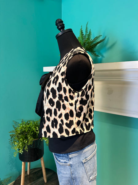 Leopard Sleeveless Tie Top