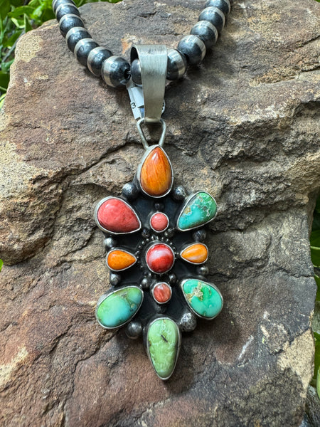 Turquoise & Spiny Orange Pendant