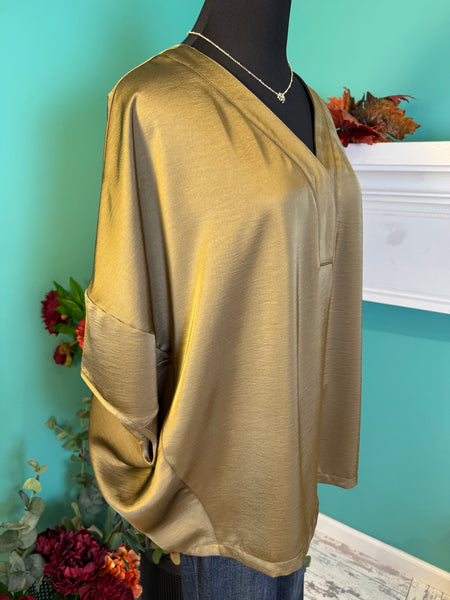 Glam V-Neck Drop Shoulder Top