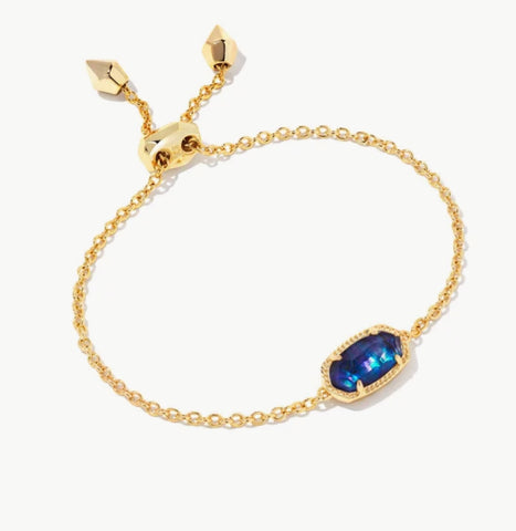 Kendra Scott Elaina Gold Adjustable Bracelet in Navy Abalone