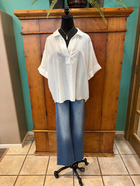 V-Neck Short Sleeve Dolman Top