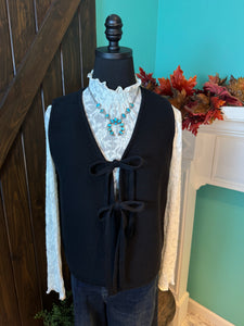 Vanilla Monkey Tie Front Sweater Vest Top