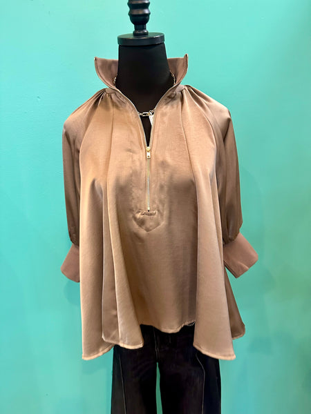 Glam Puff Sleeve Mock Neck Top