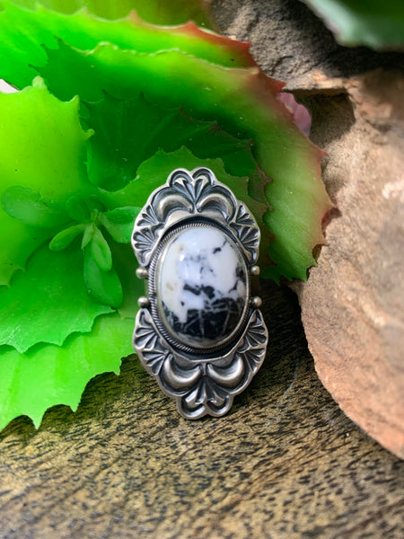 White Buffalo Oval Ring