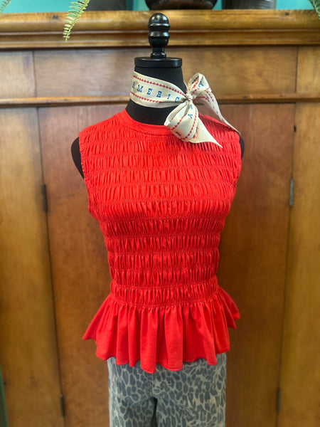 Smocked Sleeveless Top