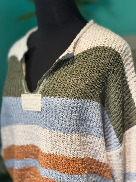 EE: Some Striped Notched Sweater