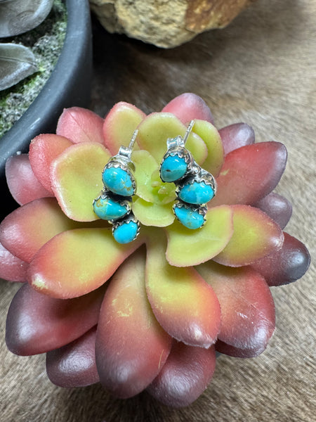 3 Stone Turquoise Earring