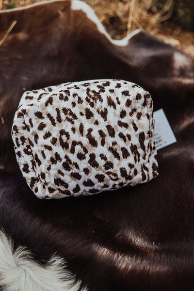 Kye Leopard Quilted Large Makeup Bag