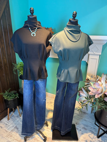 Entro Knit Fitted Mock Neck Top