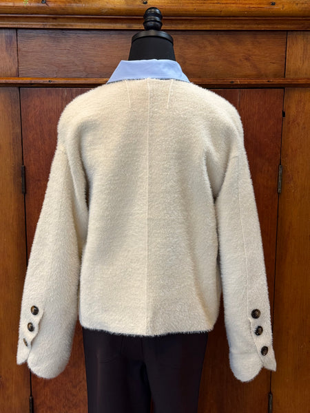 Collarless Knit Jacket