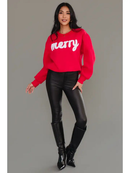 Red & White Merry Sweatshirt