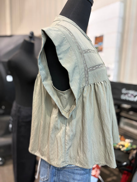 Drop Shoulder Button Top