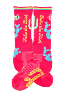 Lucky Chuck Take The Risk Socks in Pink & Turquoise
