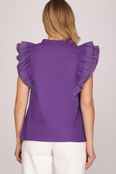 Stitch Detail Ruffle Game Day Top