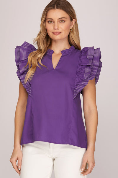 Stitch Detail Ruffle Game Day Top