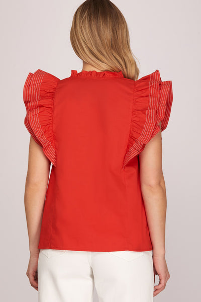 Stitch Detail Ruffle Game Day Top
