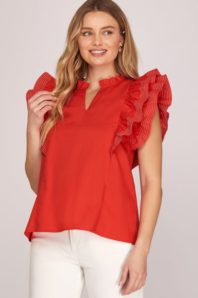 Stitch Detail Ruffle Game Day Top