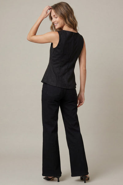 Peplum Suede Sleeveless Top